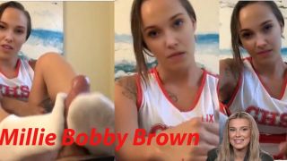 Polla Millie Bobby Brown Cheerleader footjob and handjob Missionary Porn
