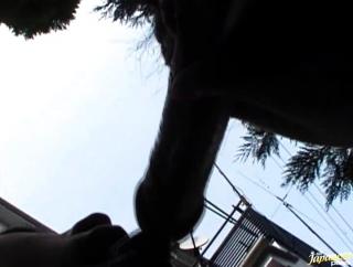 BootyFix Awesome Marie Sugimoto Asian chick gives outdoor blowjob Cock Sucking