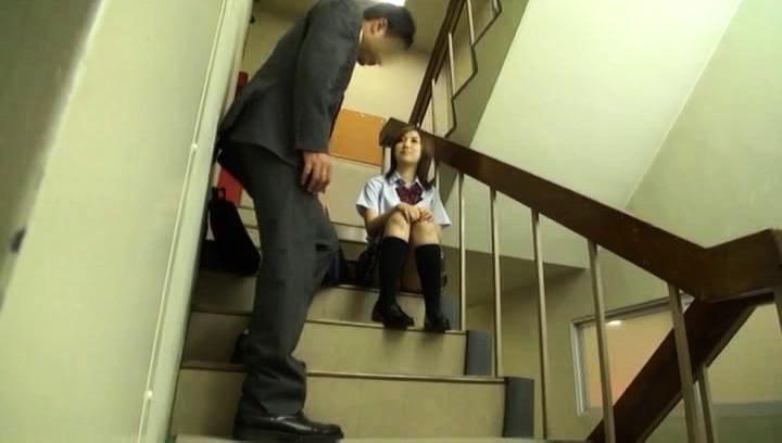 Awesome Naughty Japanese AV Model in school uniform gives hot handjob - 1