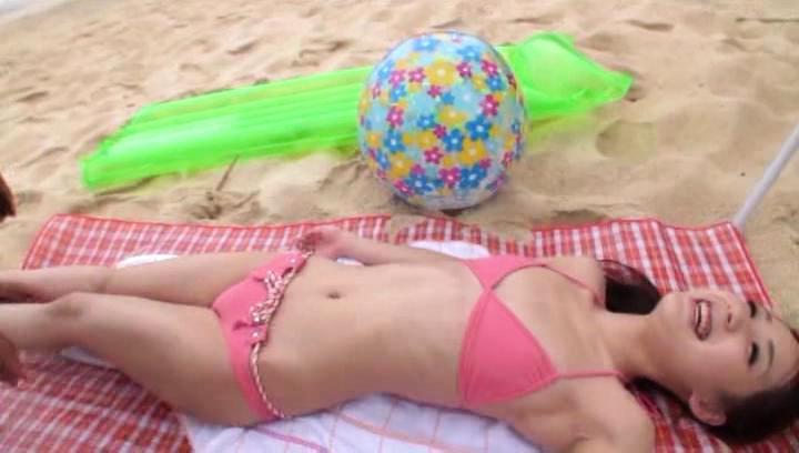 Awesome Arousing Japanese AV Model on the beach in her mini bikini - 2