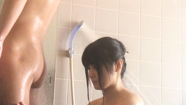 Awesome Chika Hirako nice Asian teen sucks cock in the shower - 1