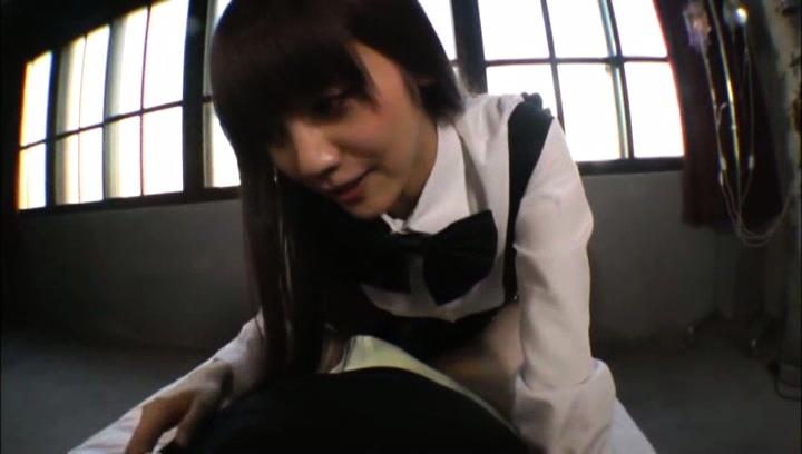 Awesome Asian teen in black stockings enjoys giving a blowjob - 2