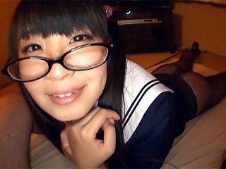 Sucks Awesome Airi Satou Asian teen in glasses gives pov...