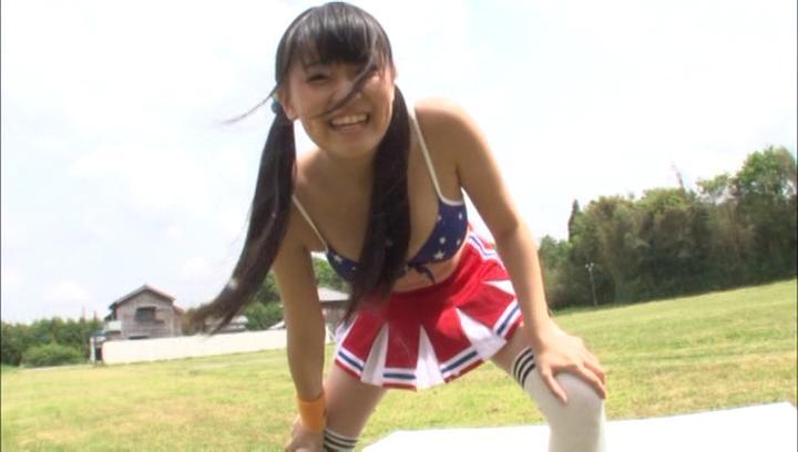 Awesome Airi Satou Asian teen is cheerleader fucked hard in a threesome - 1