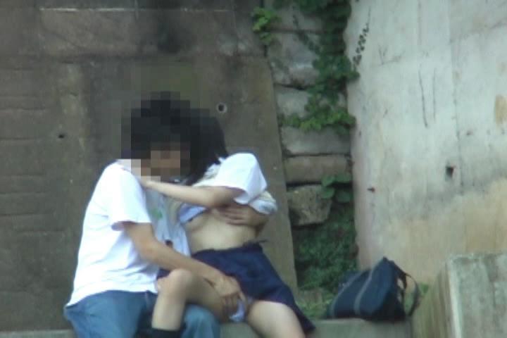 Handsome  Awesome Asian sweetie and her guy having sex on the steps outside Sentones - 1