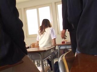 4some Awesome Mao Andoh Asian schoolgirl sucks cock in the classroom iFapDaily