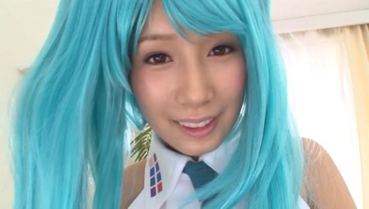 Grandmother  Awesome Stunning blue haired Minami Kojima enjoys a hardcore cosplay session Gang Bang - 1