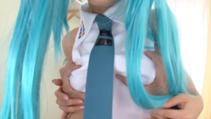 Cumswallow  Awesome Stunning blue haired Minami Kojima enjoys a hardcore cosplay session Stepson - 1