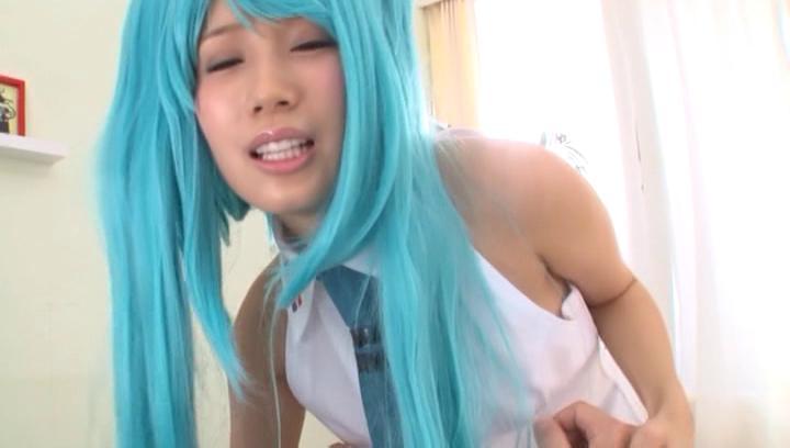 Teen Blowjob Awesome Stunning blue haired Minami Kojima enjoys a hardcore cosplay session Boobs Big