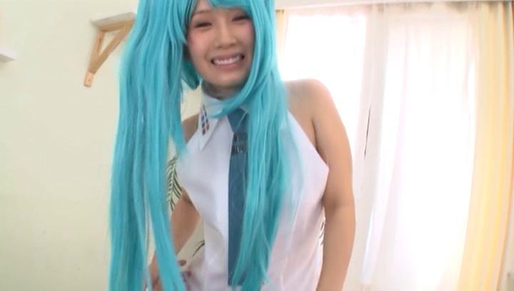 FreeFutanariToons  Awesome Stunning blue haired Minami Kojima enjoys a hardcore cosplay session Spanking - 2