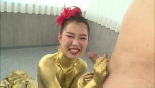 Str8 Awesome Frisky gold painted chick Kichikawa Nao is in need of a blowjob Pmv