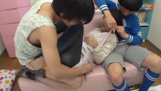 LoveHoney Awesome Shy looking Risa Shiori gives a double blowjob and enjoys 3some sex Gays