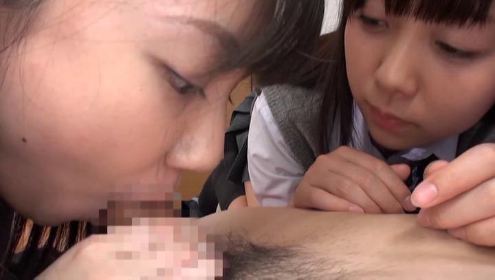 Awesome Japanese AV model and schoolgirl friends enjoy hot tit fucking - 1