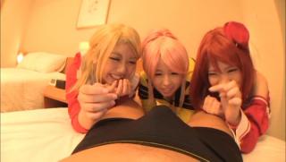 Shesafreak Awesome Horny Japanese having a hot foursome in POV Gay Facial