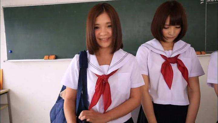Awesome Superb Japanese schoolgirl group fuck with four beauties - 1