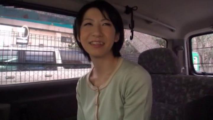 Condom Awesome Fiery JApanese AV model fucked hard with a dildo in the back of a car ZBPorn
