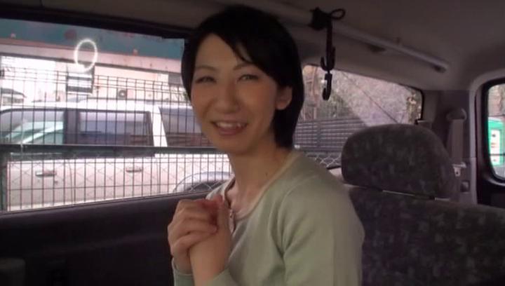 Awesome Fiery JApanese AV model fucked hard with a dildo in the back of a car - 2