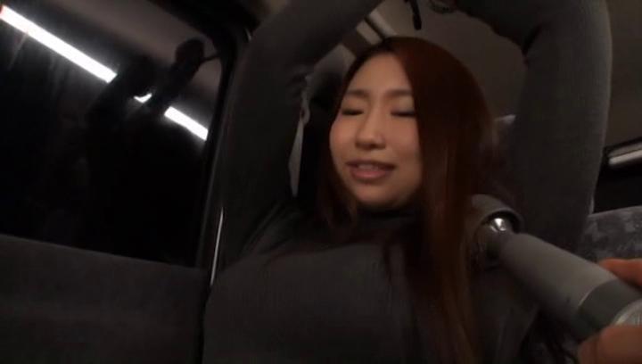 Awesome Kinky Japanese AV model gets her pussy toyed and gives head in a car - 2