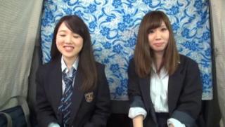 Fat Ass Awesome Superb Japanese schoolgirls jizzed on in a threesome DaGFs