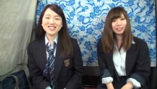 TubeAss Awesome Superb Japanese schoolgirls jizzed on in a threesome Putita