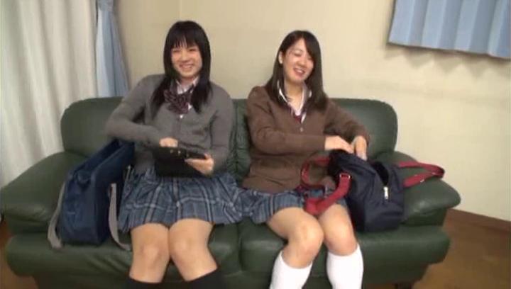 Cuckold  Awesome Steamy foursome with hardcore Japanese schoolgirls Shavedpussy - 2