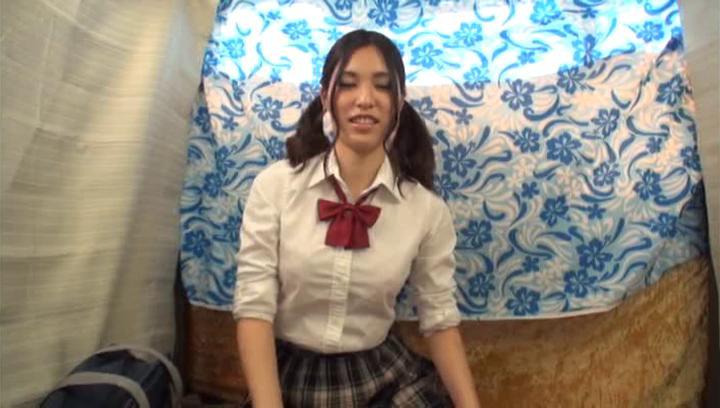 Awesome Nice Japanese schoolgirl fulfills her sexual desires - 1