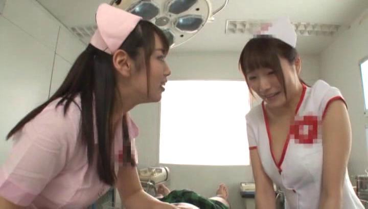 Awesome Shameless Japanese nurses giving a severe ride in a 3some action - 2