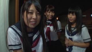 Urine Awesome Three shameless Japanese teens go and ride a...