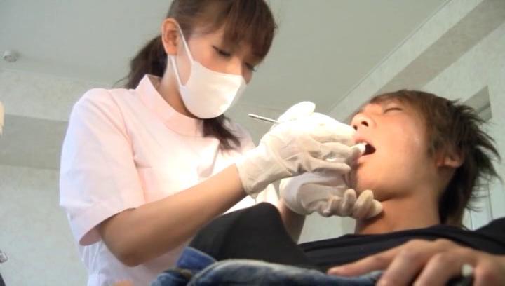 Awesome Charming Tokyo dentist bounces on her patient's dong - 1