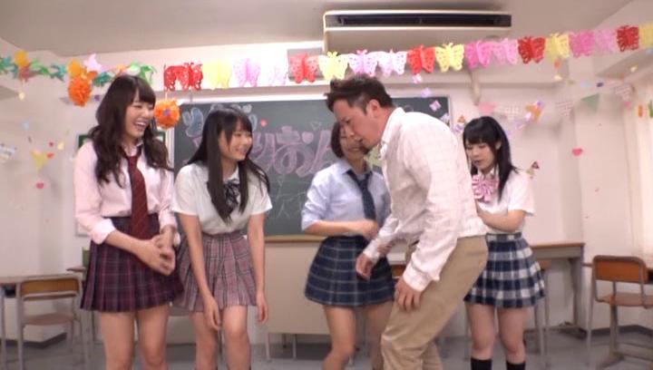 Awesome Schoolgirls are having fun in class with one of their teachers - 1