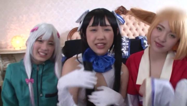 Chichona  Awesome Shameless Japanese teens go wild in a cosplay group action Breasts - 1