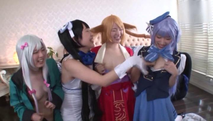 AllBoner  Awesome Shameless Japanese teens go wild in a cosplay group action Gay Physicalexamination - 1