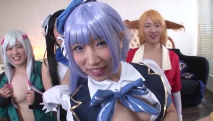 Anal  Awesome Shameless Japanese teens go wild in a cosplay group action Girls Fucking - 2