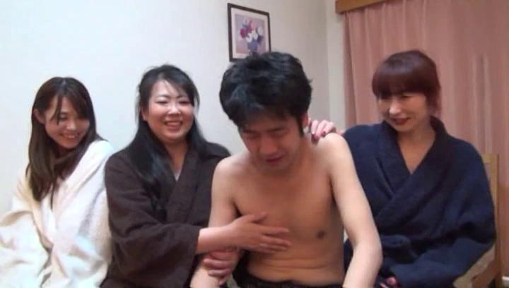 Awesome Three naked Tokyo MILFs get licked and satisfied by a strong dude - 1