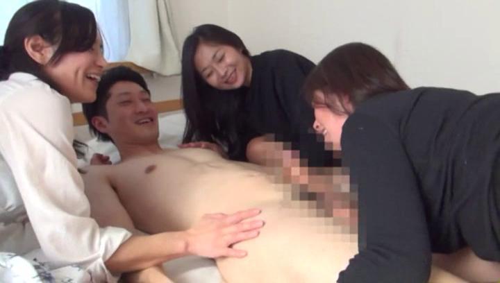 Awesome Three hungry MILFS get satisfied by a young nerdy guy - 2