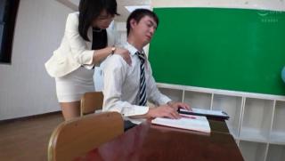 Justice Young Awesome Shameless teacher Ichinose Ayame enjoying CFNM sex with her student Tied