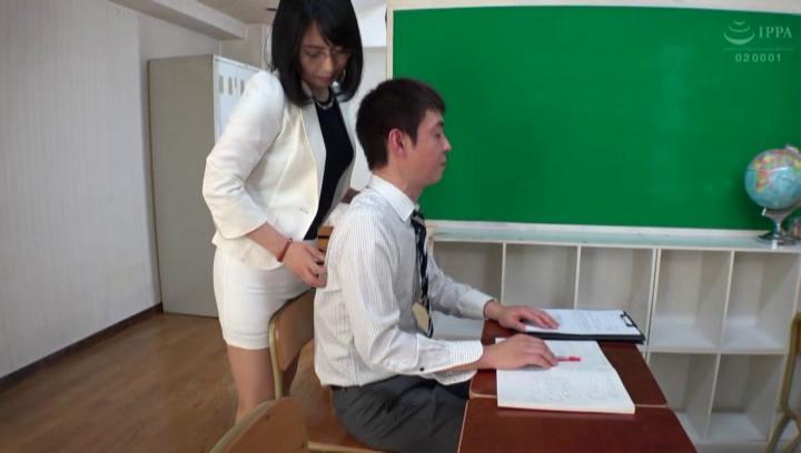 Awesome Shameless teacher Ichinose Ayame enjoying CFNM sex with her student - 1