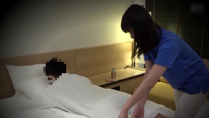 And  Awesome Cute Japanese masseuse gets fucked during a massage session Brunet - 1