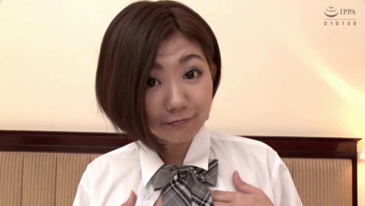 Awesome Japanese schoolgirl with huge tits grinds on cock as a cowgirl - 2