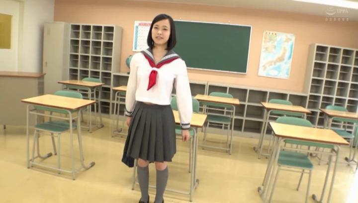 18yearsold  Awesome Japanese AV Model in a school uniform banged in the classroom 4porn - 1