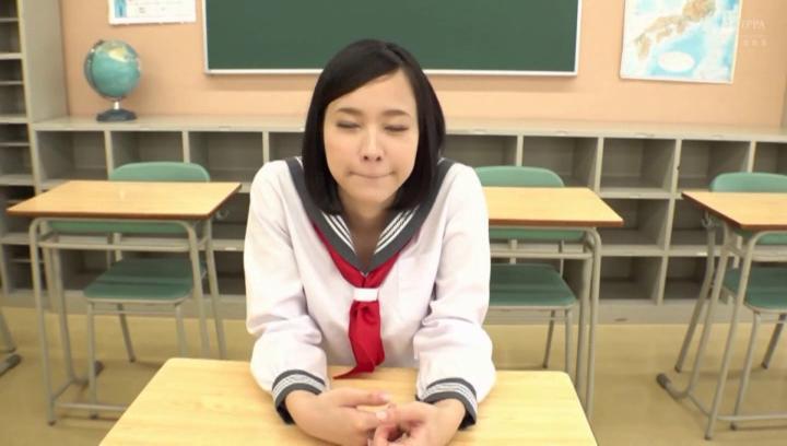 Boy Girl Awesome Japanese AV Model in a school uniform banged in the classroom Gag