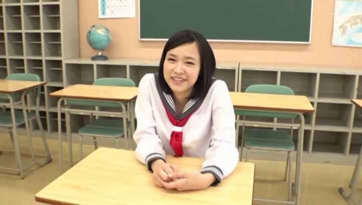 Cumfacial  Awesome Japanese AV Model in a school uniform banged in the classroom Uncensored - 1