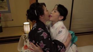 Cocksucking Awesome Mature Japanese lesbians in sexy kimono in a passionate action Pigtails