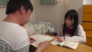 Rimming Awesome Japanese schoolgirl plays with cock during study Neighbor