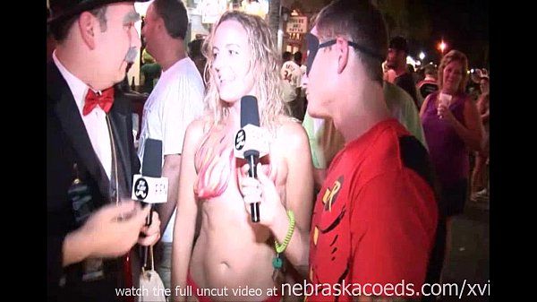 goofy guys interviewing naked girls on the streets of key west fantsy fest - 1