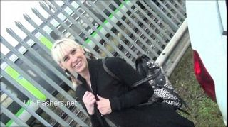 Freaky Blonde DeeDees flashing and outdoor masturbation of exhibitionist milf in public Fisting