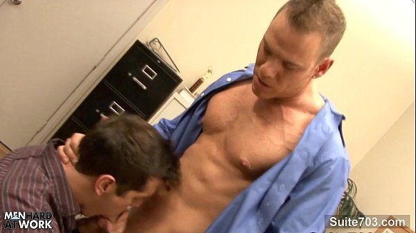 Sucking Cock Tattooed gay gets ass licked and fucked in the office Ball Sucking