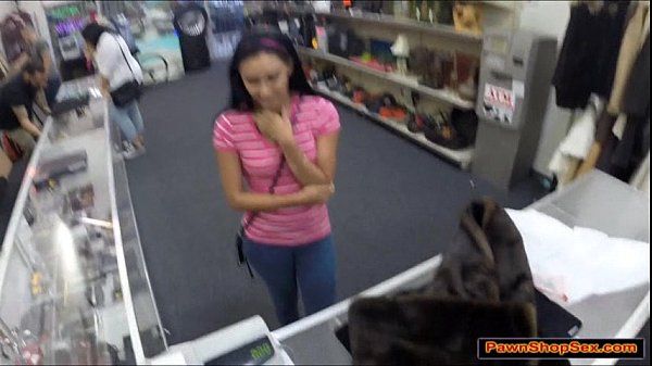 Busty latina teen gives the Pawnshop owner a blowjob for extra money - 2