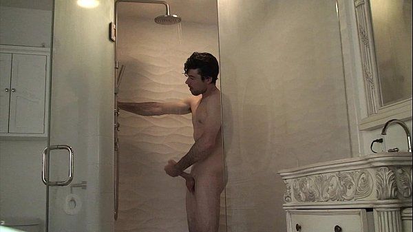 Matthias Christ rubbing cock in the shower - 1