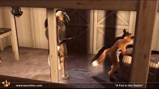 HClips Fox in the stables Titfuck